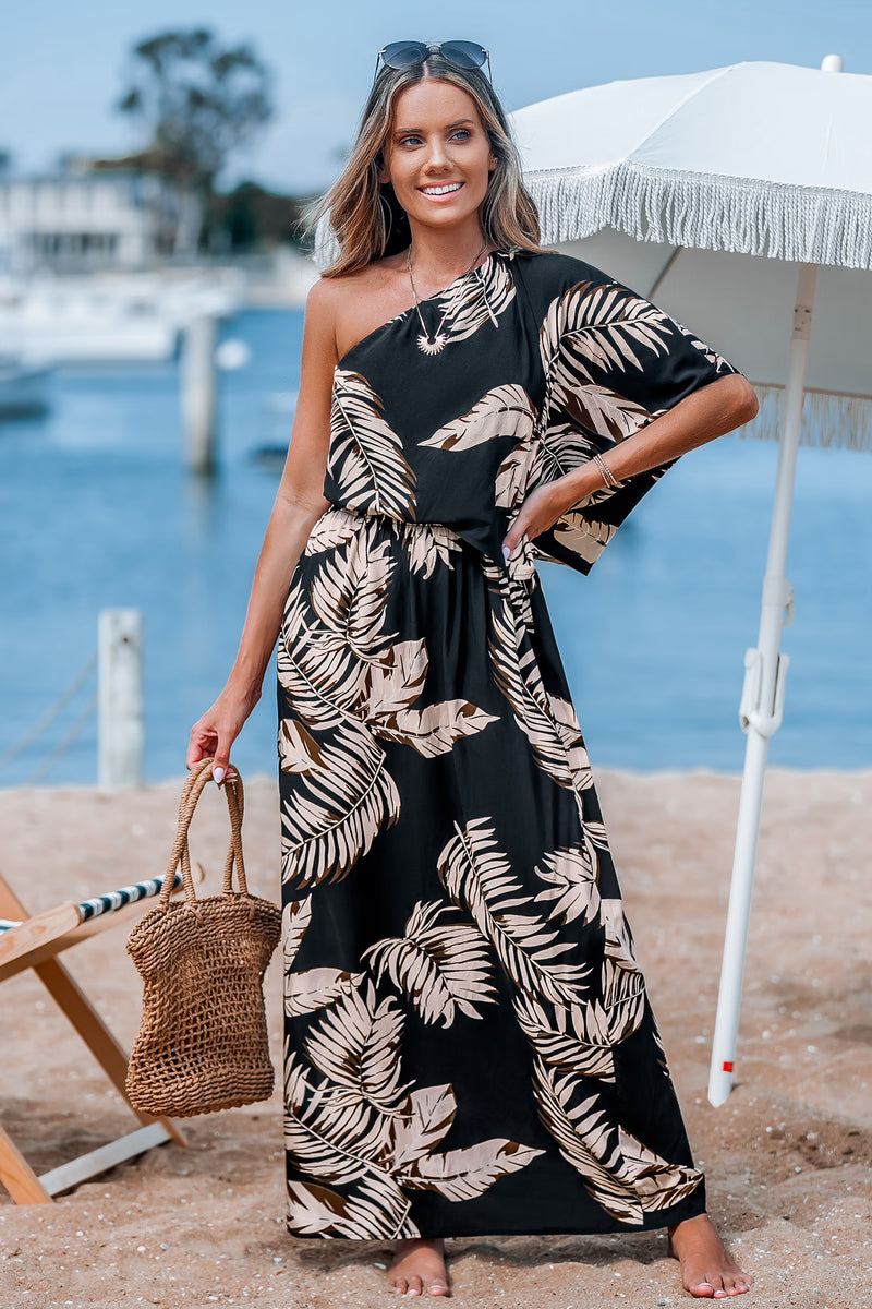 CUPSHE Tropical One-Shoulder Draped Bodice Maxi Dress — Modern Body Dancewear Australia