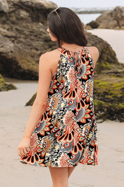 CUPSHE Abstract Boho Sleeveless Halterneck Mini Dress image 3