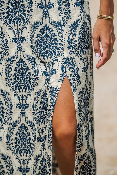 CUPSHE Blue Boho High Waist Straight Maxi Skirt image 5