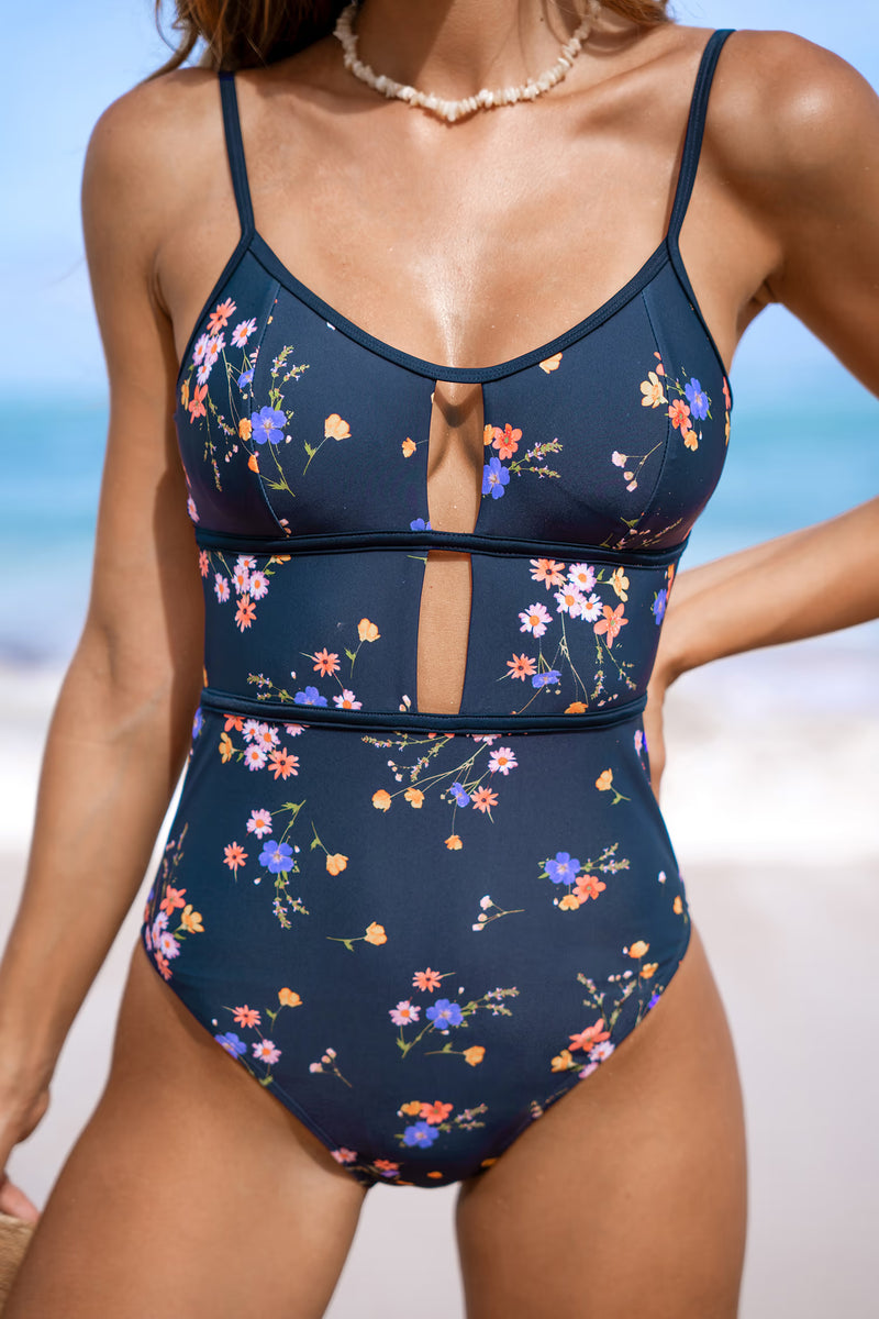 CUPSHE Cheerful Navy Floral Scoop Cutout One-Piece — Modern Body Dancewear Australia