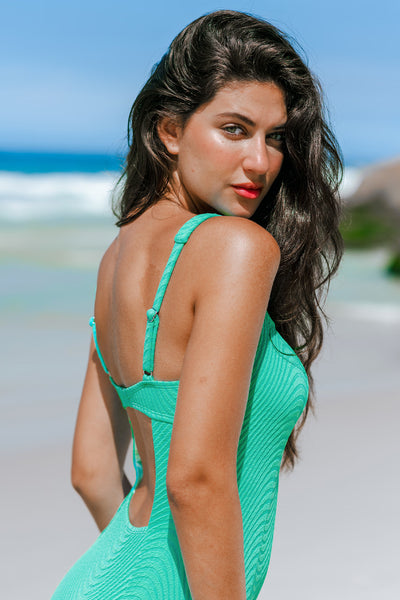 CUPSHE Super Bloom Mint Square Neck Cutout One-Piece image 5