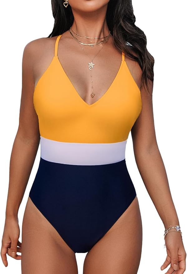CUPSHE Colorblock Tummy Control Crossback One-Piece alternate view