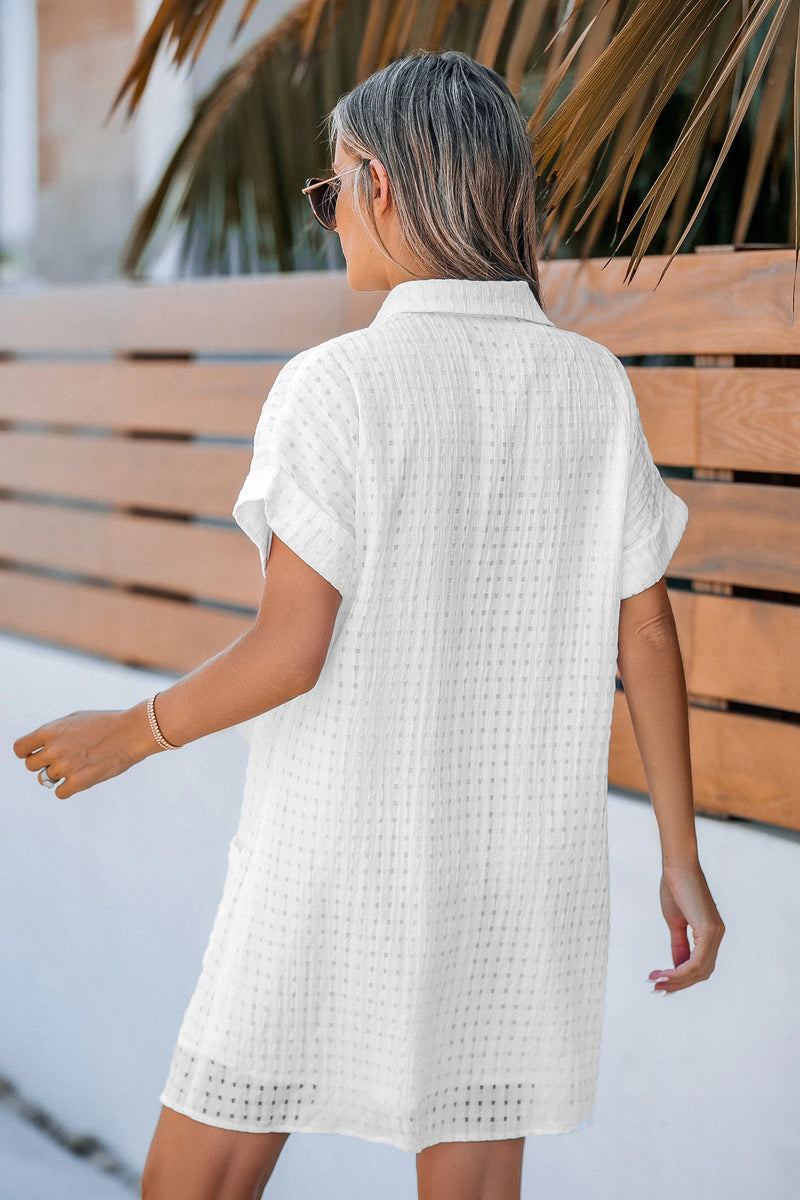 CUPSHE White Collared Front Button Mini Shirt Dress alternate view