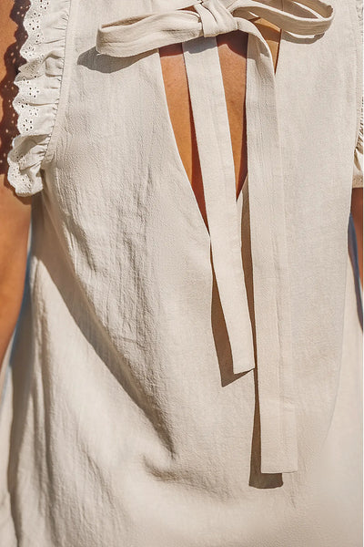 CUPSHE Beige V-Neck Eyelet Trim Mini Dress image 5