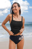 CUPSHE Black Tankini & Floral Bottoms Set