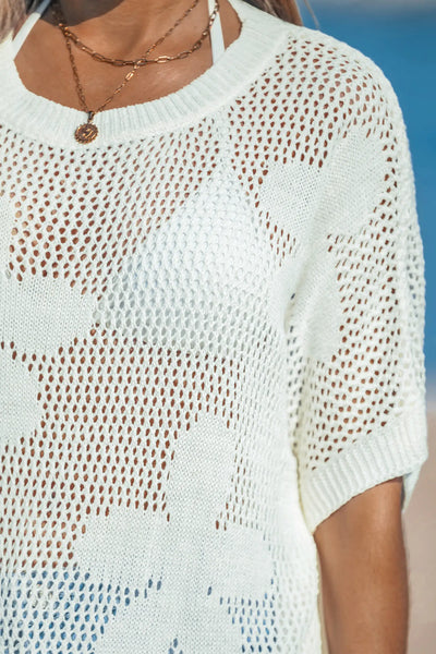 Cupshe Fresh Florals Short Sleeve Knit Cover-Up Top image 1