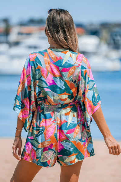 CUPSHE Colorful Leaf Print Drawstring Romper image 3