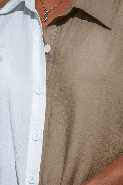 CUPSHE White Collared Button Front Cover-Up T-Shirt Dress image 1