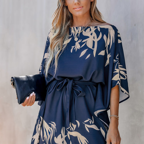 Cupshe Leaf Print One-Shoulder Belted Dress — Modern Body Dancewear Australia