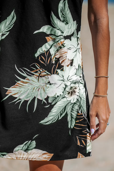 CUPSHE Midnight Florals Sleeveless A-Shape Mini Dress image 1
