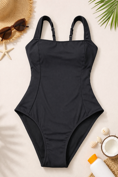 Cupshe Black Square Neck Slim & Sculpt One-Piece Swimsuit image 1