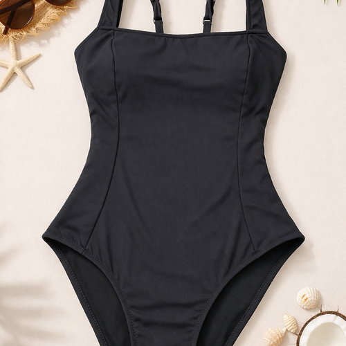 Cupshe Black Square Neck Slim & Sculpt One-Piece Swimsuit — Modern Body Dancewear Australia