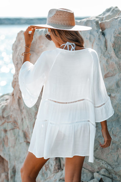 CUPSHE Ladder Cutout Tiered Cover-Up Shirt Dress image 3