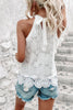 CUPSHE White Sleeveless High-Neck Lace Top