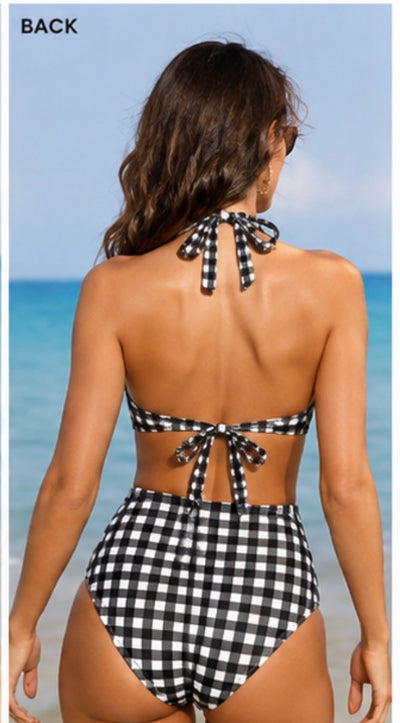 CUPSHE Black and White Gingham Bikini Set image 2