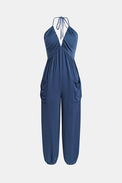 CUPSHE Plunge Halter Jogger Jumpsuit image 7