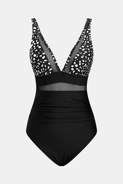CUPSHE Black & White Dotted Block Tummy Control One-Piece image 5