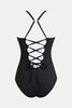 CUPSHE Black Plunging Slim & Sculpt Lace-Up Back One-Piece
