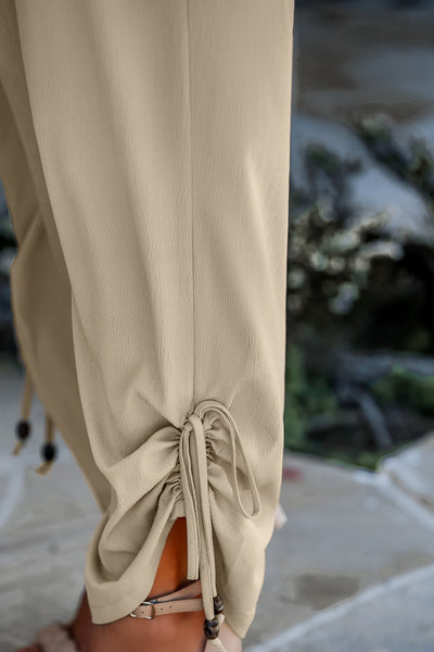 CUPSHE Khaki Beaded Tie Straight Leg Pants image 5