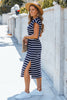 CUPSHE Simply Me Striped Midi Dress Navy