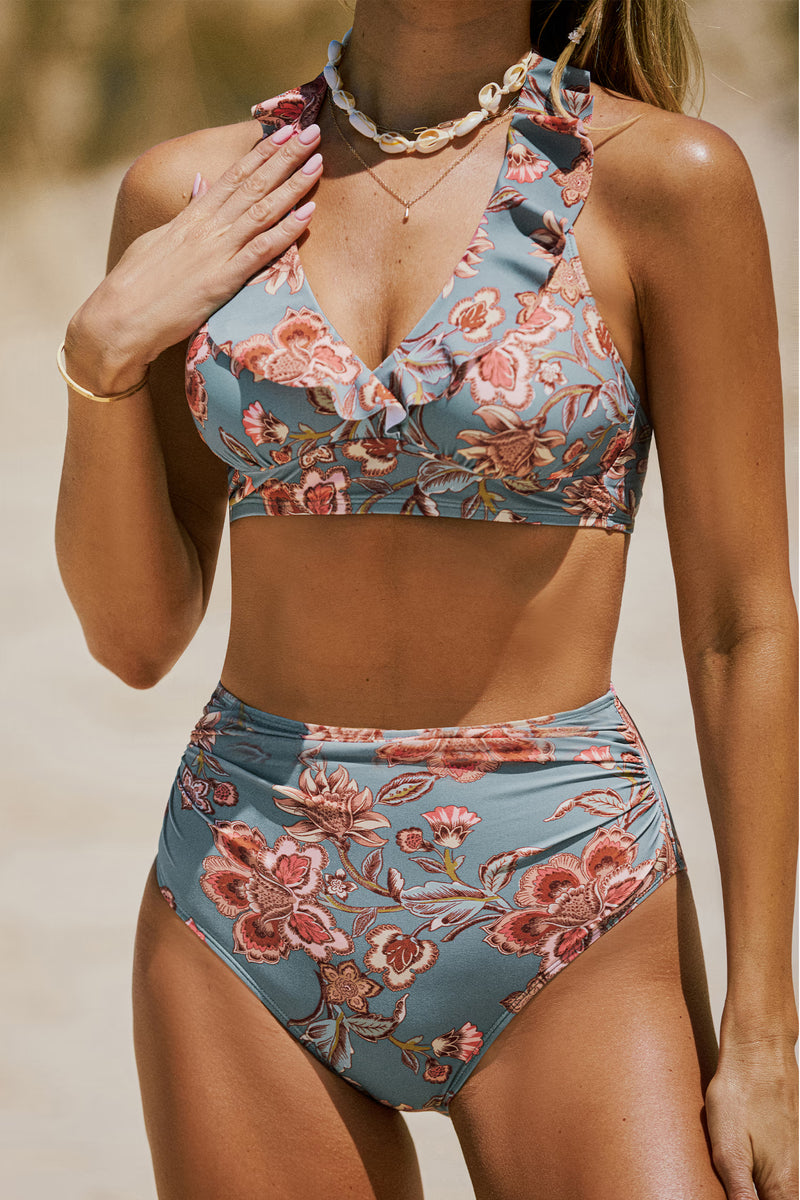 CUPSHE Floral Ruffled Bikini Top alternate view
