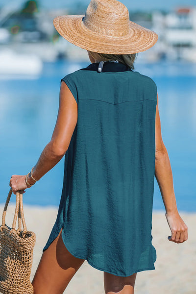 CUPSHE Collared V-Neck Mini Cover-Up Dress image 2