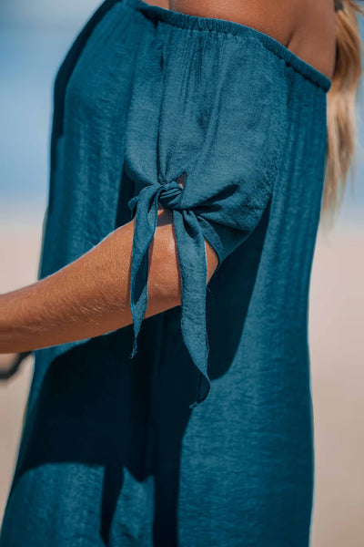 CUPSHE Navy Off-Shoulder Split Hem Maxi Cover-Up Dress image 2