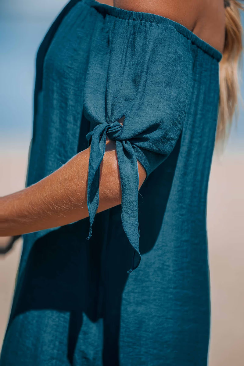 CUPSHE Navy Off-Shoulder Split Hem Maxi Cover-Up Dress alternate view