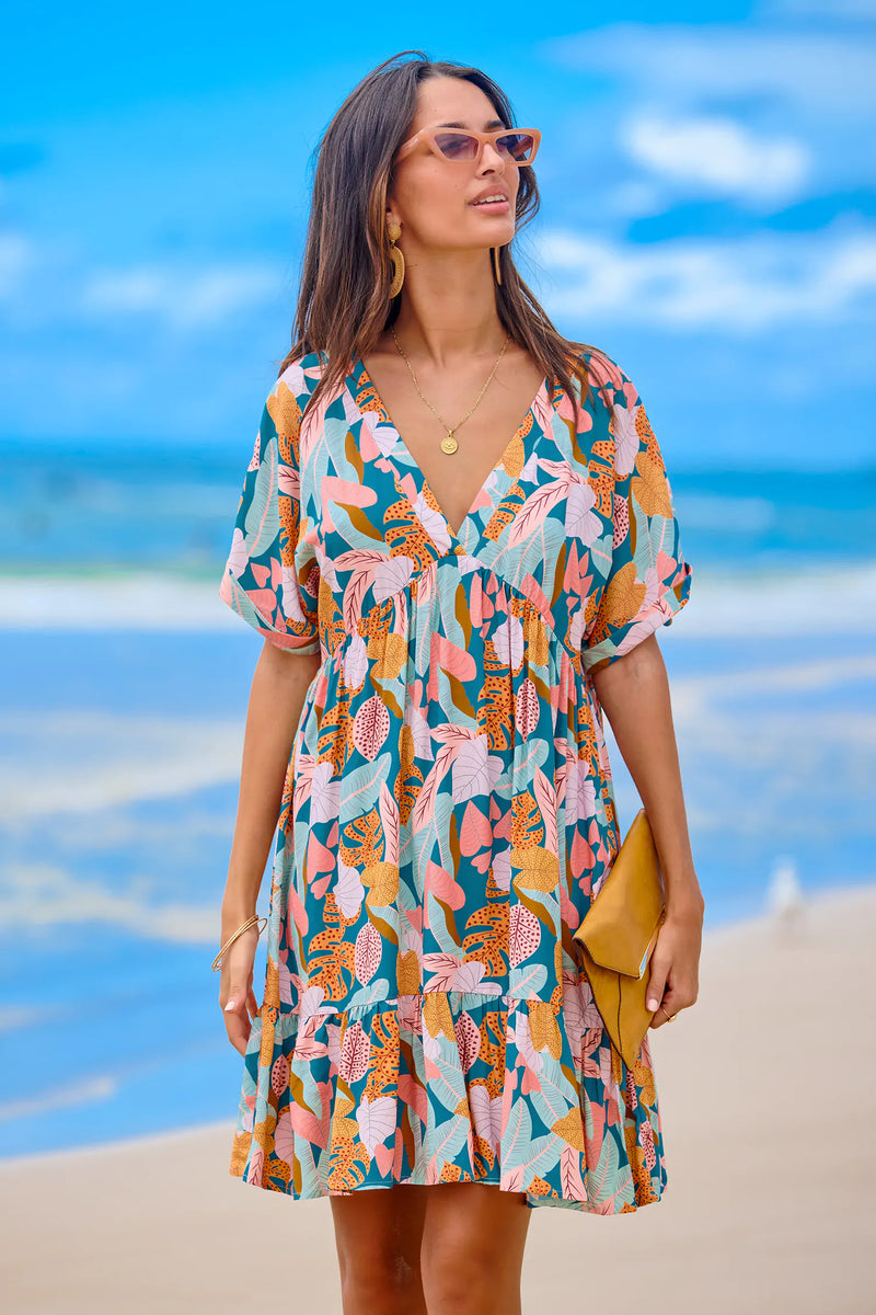 CUPSHE Soft Tropics Short Sleeve Mini Dress — Modern Body Dancewear Australia