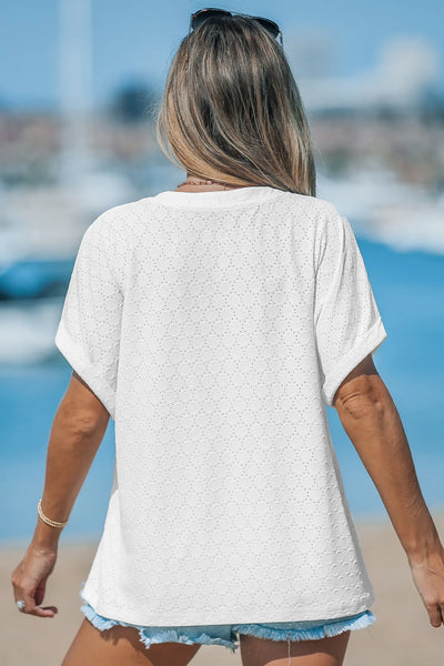 Cupshe Cutout Textured V-Neck Tee image 3