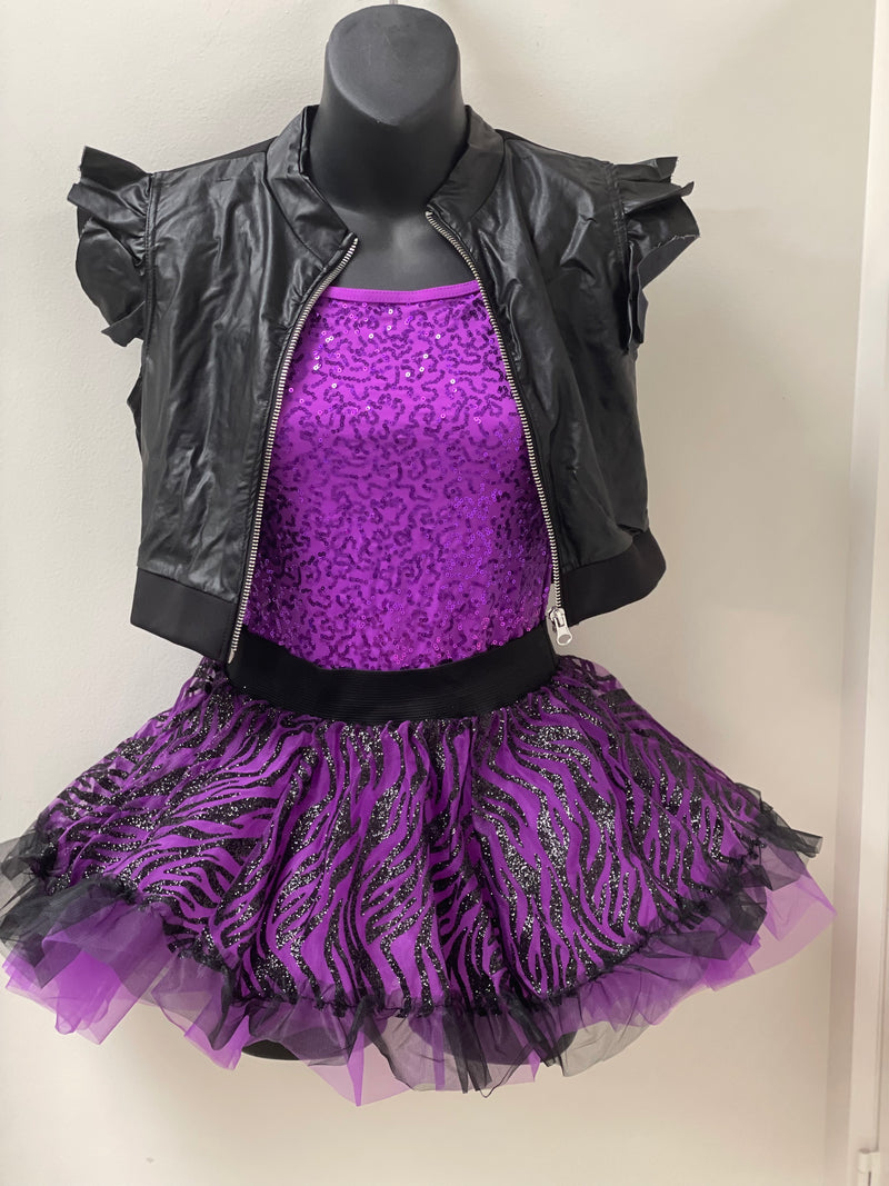 Funky Purple Rain Dance Costume Limited Stock — Modern Body Dancewear Australia